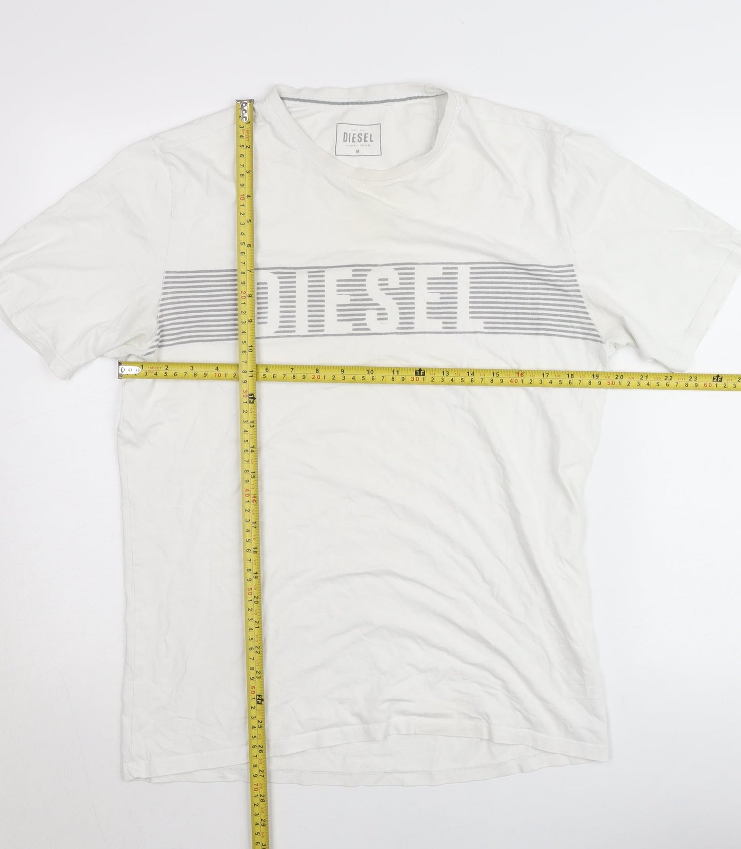 Diesel Men's White Logo Graphic Cotton T-Shirt Size M