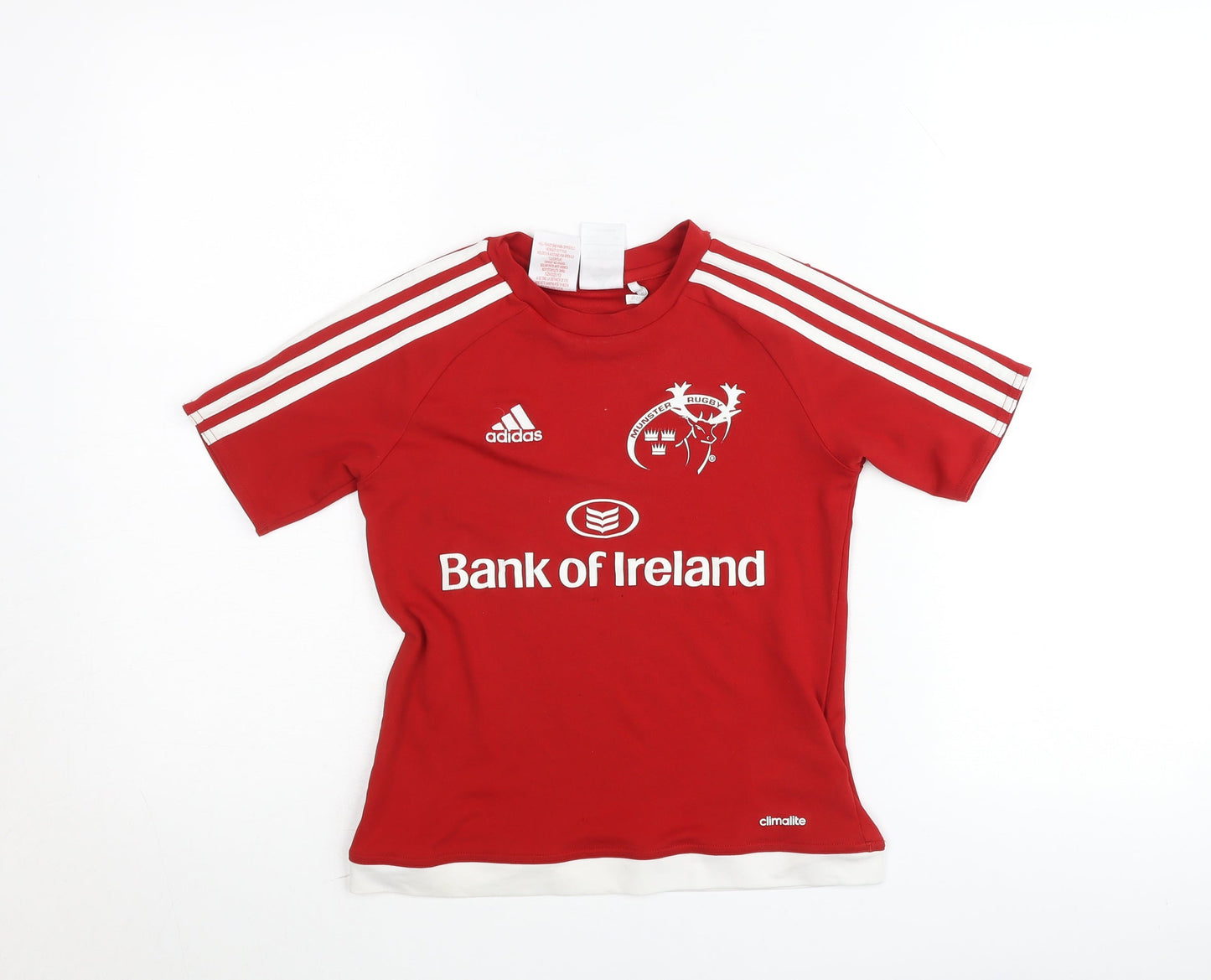 Adidas Boys Red Munster Rugby T-Shirt 9-10 Years Activewear Jersey
