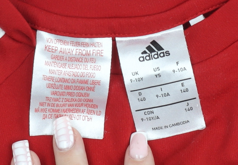 Adidas Boys Red Munster Rugby T-Shirt 9-10 Years Activewear Jersey