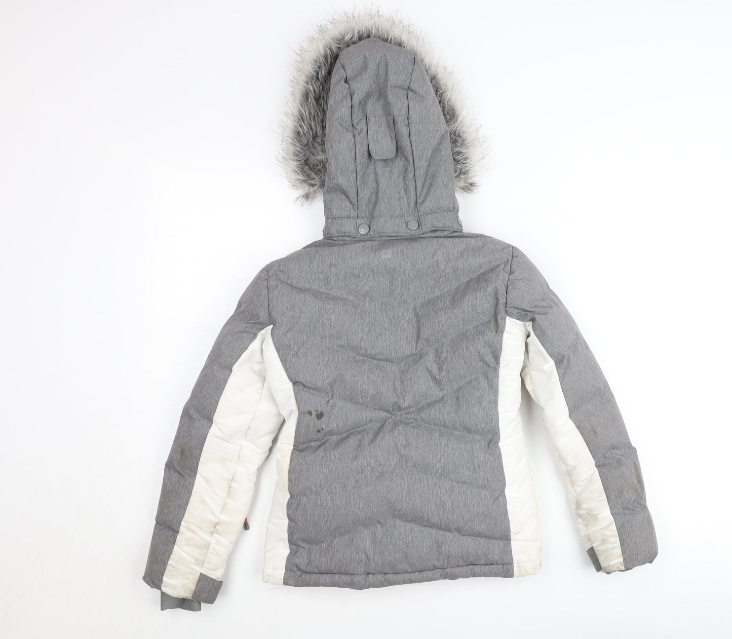 Mountain Warehouse Girls Grey Puffer Jacket 7-8 Years Hooded Winter Coat