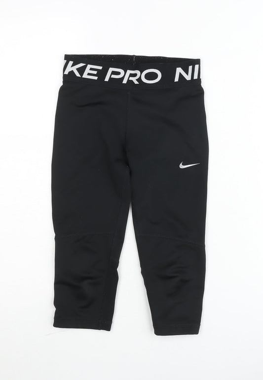 Nike Pro Dri-FIT Black Girls Capri Sports Leggings 7-8 Years