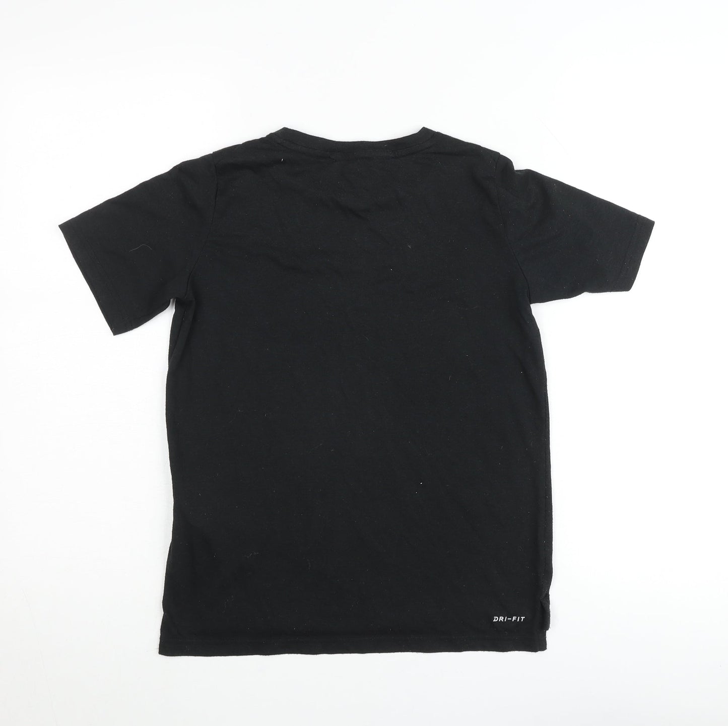 Nike Boys Black Dri-FIT T-Shirt 10-12 Years Short Sleeve Crew Neck Sports Top