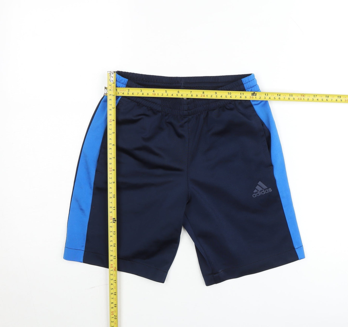 Adidas Boys Blue Athletic Shorts 11-12 Years Polyester Quick Dry Sportswear