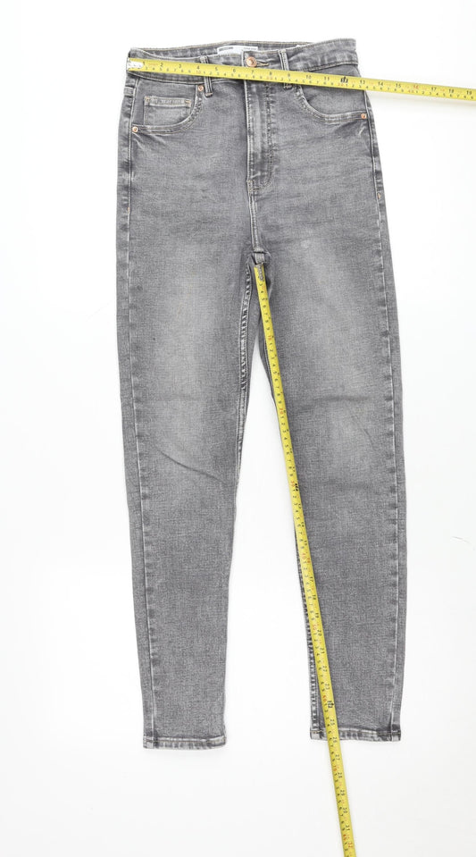 Bershka Women's Grey Super High Waist Skinny Jeans Size 8 Slim Fit