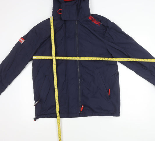 Superdry Men's Blue L Windcheater Hooded Jacket Outdoor Windbreaker