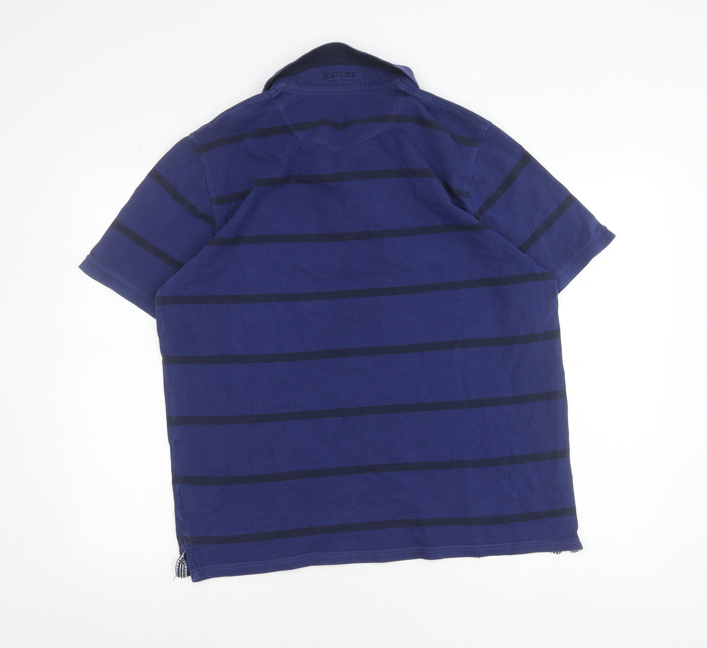 Joules Men's Blue Striped Cotton Polo Shirt Size L Classic Fit