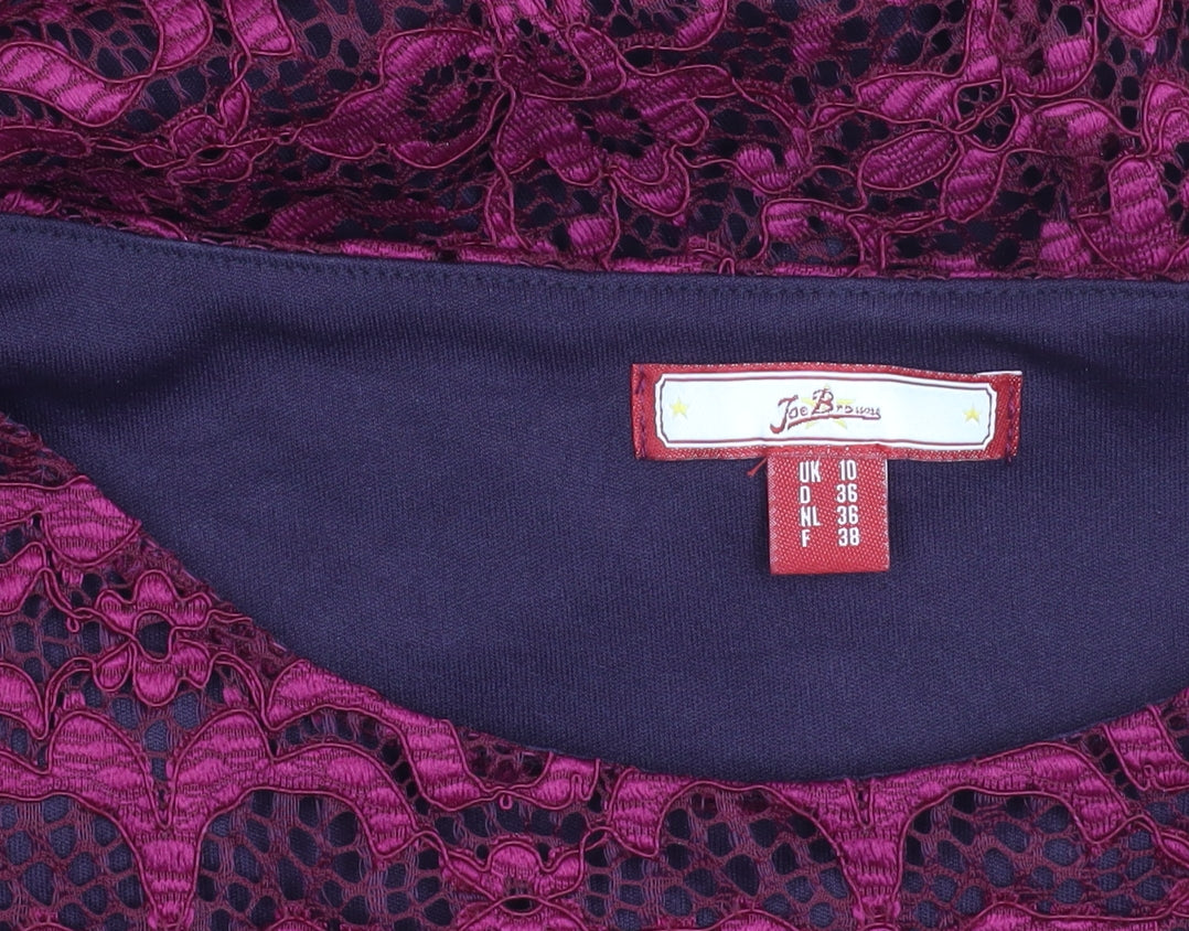 Additional view of Joe Browns Women’s Purple Lace Sheath Dress, size UK 10, Knee Length