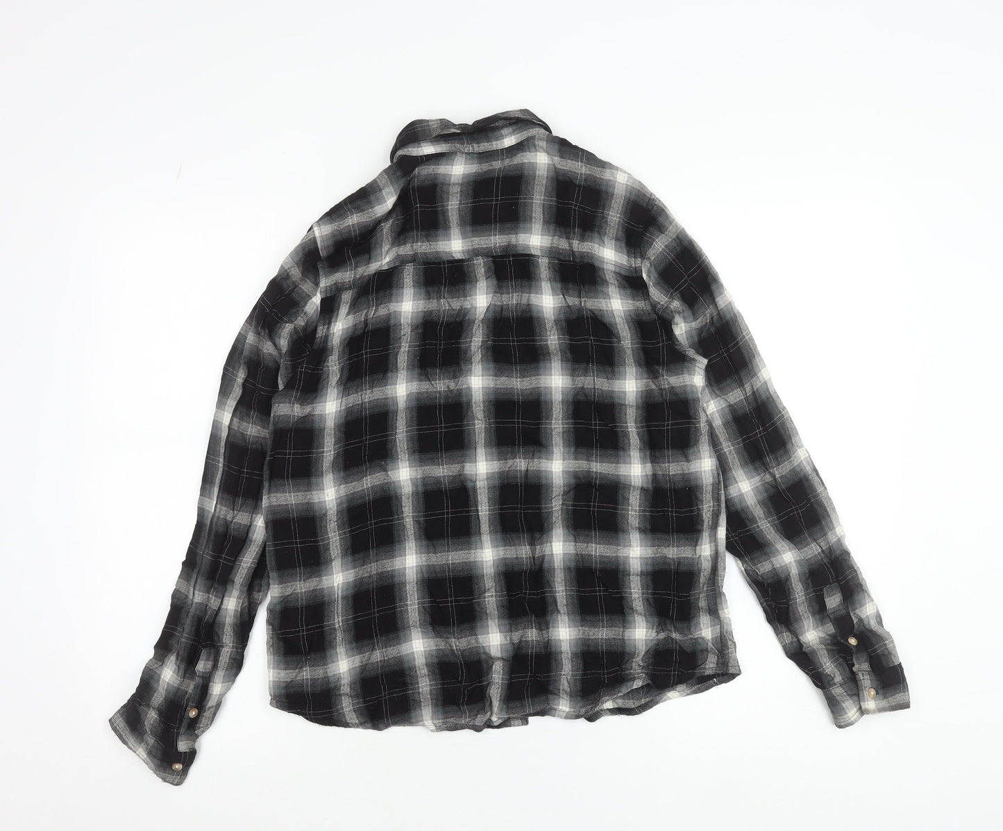 Superdry Women Black Check Long Sleeve Button-Up Shirt Size 12