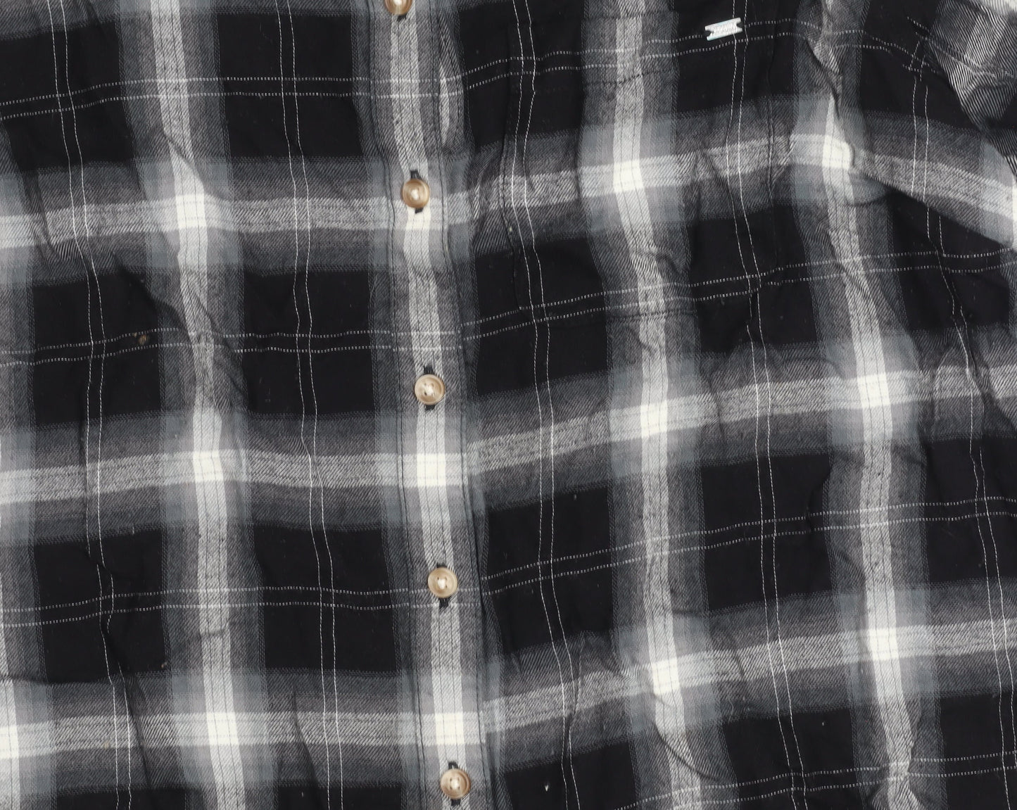Superdry Women Black Check Long Sleeve Button-Up Shirt Size 12