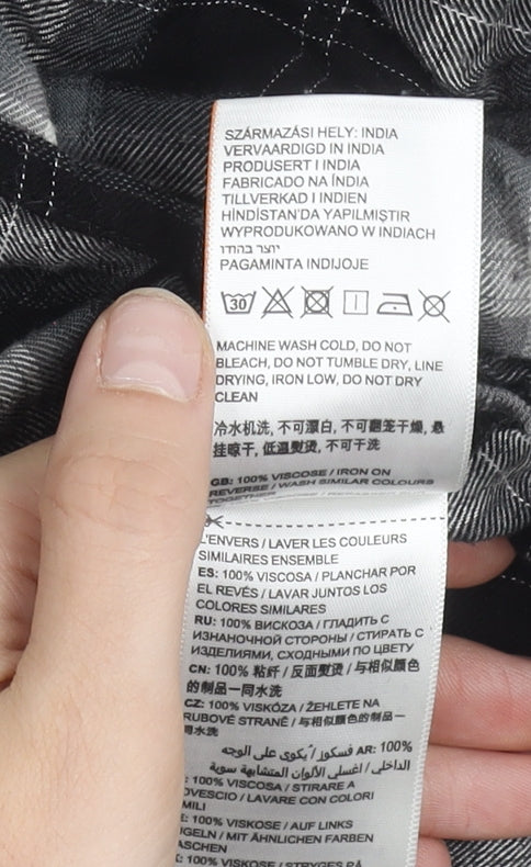 Superdry Women Black Check Long Sleeve Button-Up Shirt Size 12