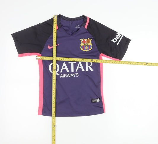 Nike Boys Purple Barcelona Messi 10 Dri-FIT Football Shirt 7-8Y