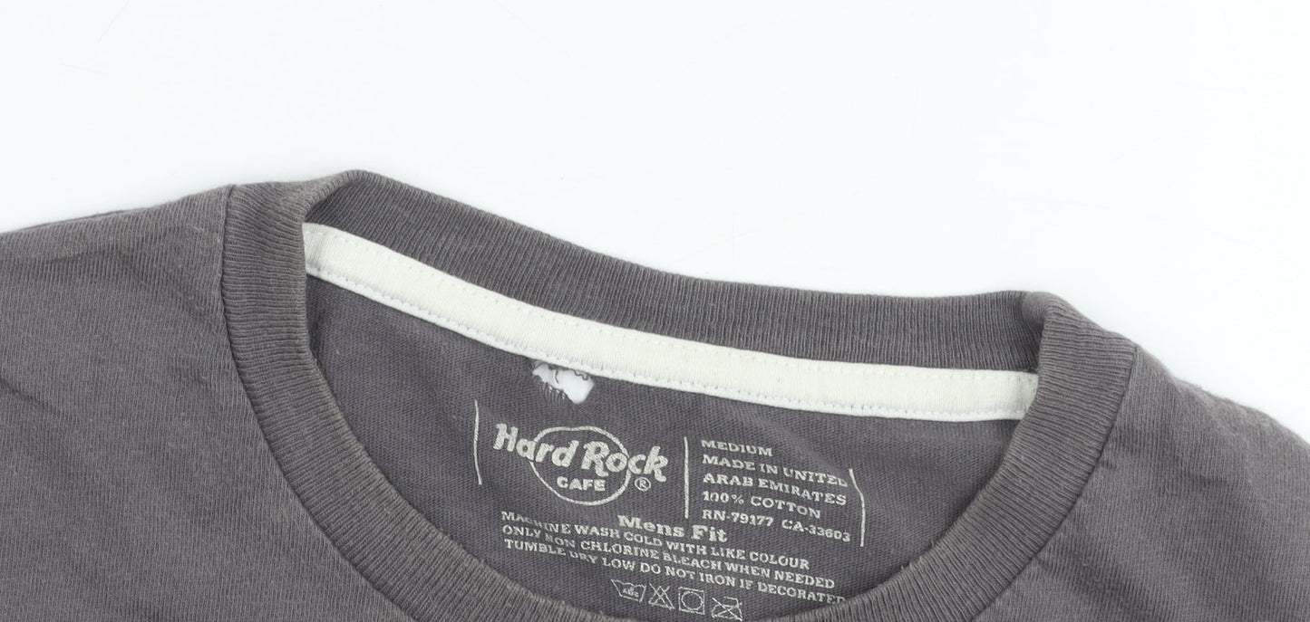 Hard Rock Cafe Mens Grey Graphic T-Shirt Medium Barcelona Music Tee