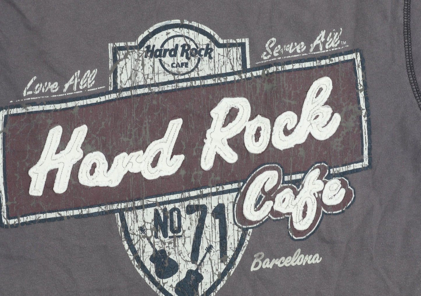 Hard Rock Cafe Mens Grey Graphic T-Shirt Medium Barcelona Music Tee