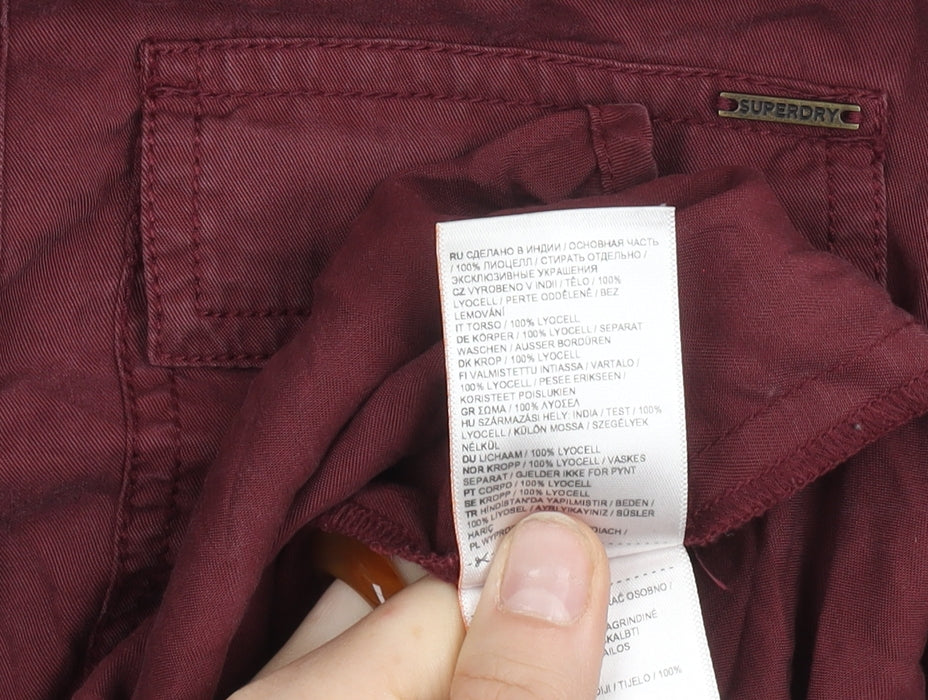 Superdry Womens Red Lyocell Embroidered Button-Up Shirt Size 12