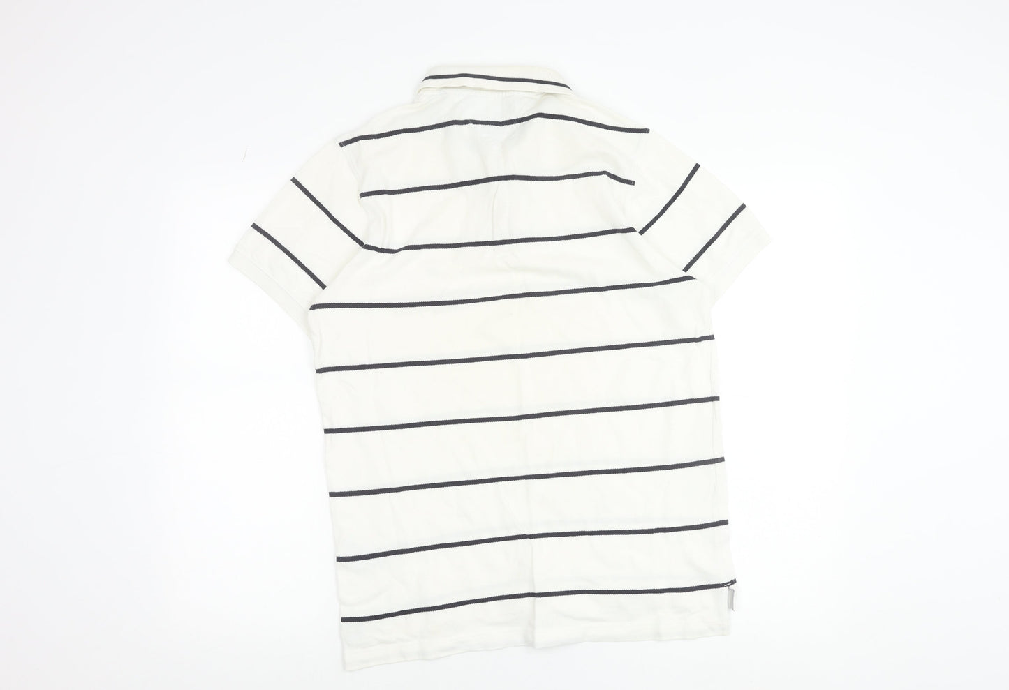 Tommy Hilfiger Men's White Striped Slim Fit Polo Shirt Size L