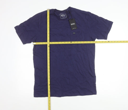 Diesel Men's Blue Crew Neck Cotton T-Shirt Size L