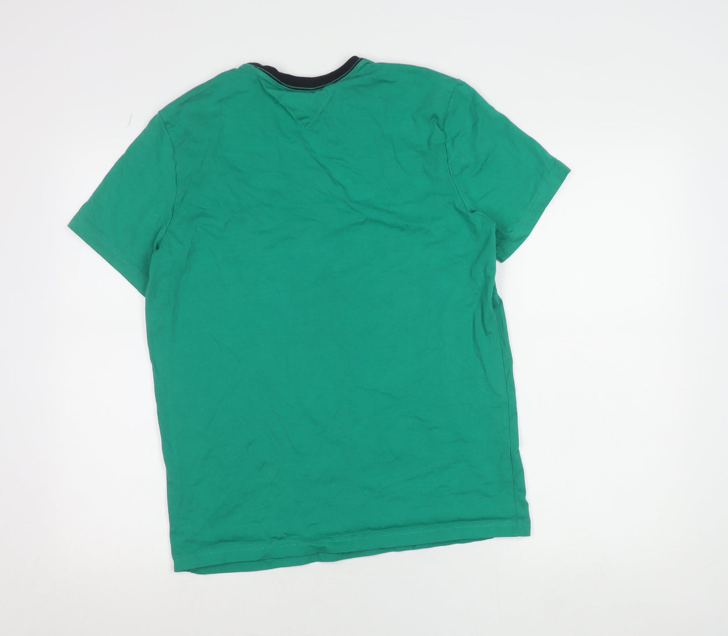 Tommy Hilfiger Men's Green Regular Fit Logo Cotton T-Shirt Size S