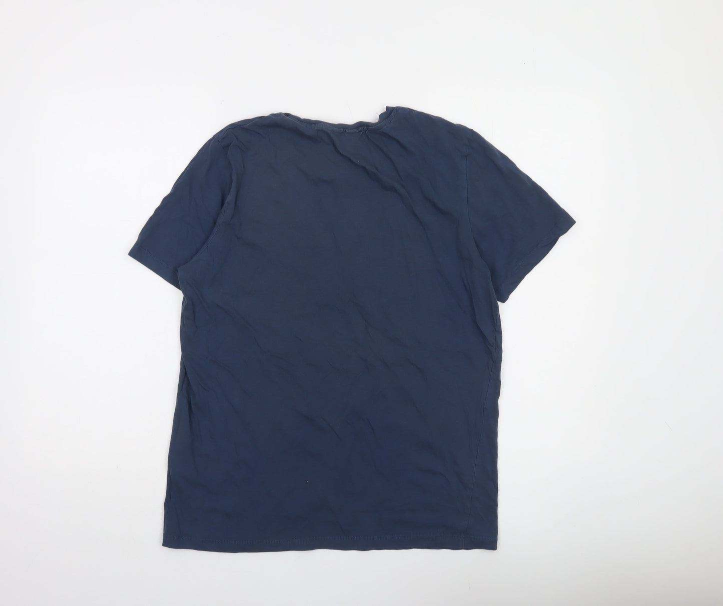 Jack & Jones Men Blue L Short Sleeve Crew Neck Cotton T-Shirt