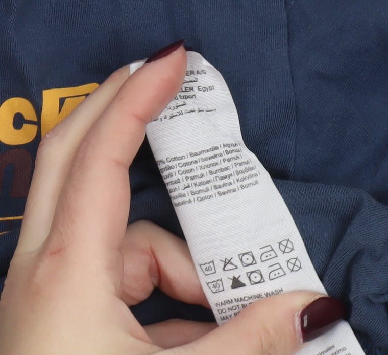 Jack & Jones Men Blue L Short Sleeve Crew Neck Cotton T-Shirt