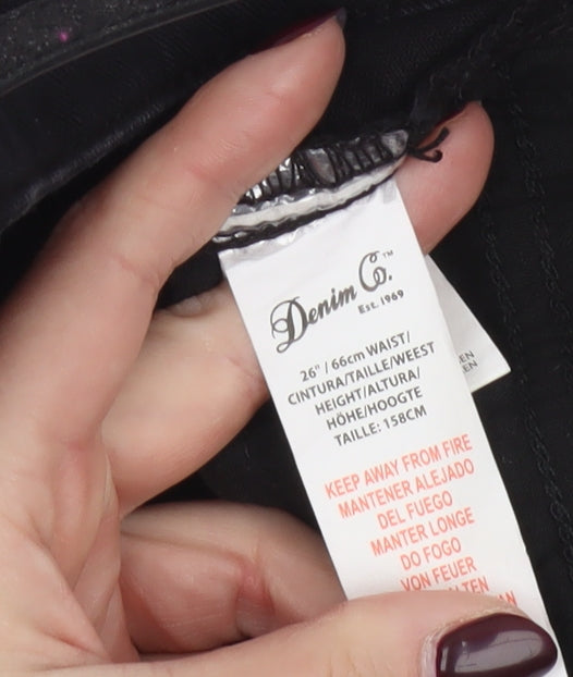 Additional view of Denim Co. girls’ black chino shorts 13 years cotton stretch embellished