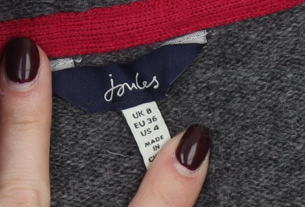 Joules Women's Grey Star Knit Longline Open Cardigan UK 8