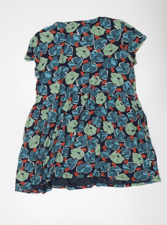 Seasalt Cornwall Women’s Multicoloured Floral A-Line Organic Cotton Dress Size 16
