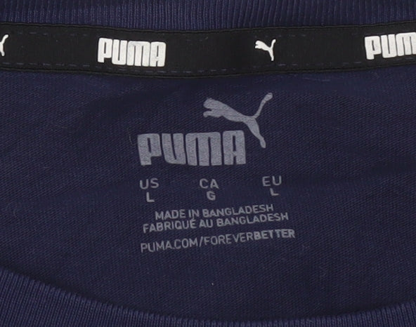 Puma Men's Blue Crew Neck Short Sleeve Regular Fit T-Shirt L