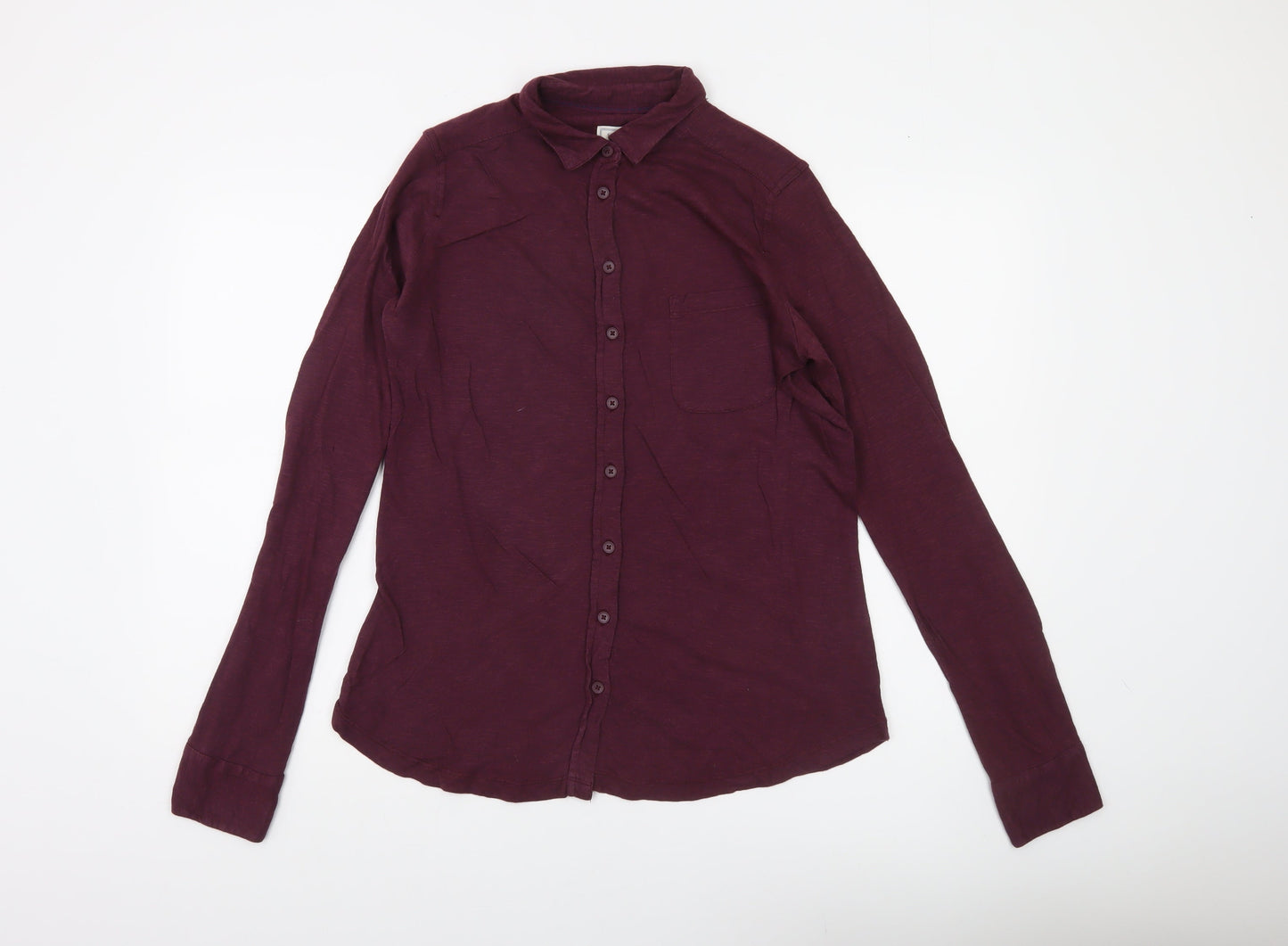 Fat Face Womens Purple Cotton Long Sleeve Button Up Shirt Size 10