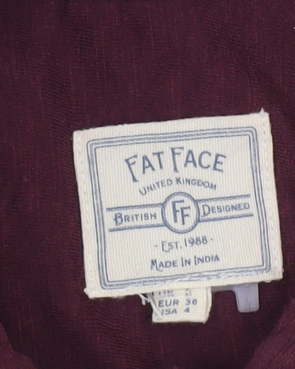 Fat Face Womens Purple Cotton Long Sleeve Button Up Shirt Size 10