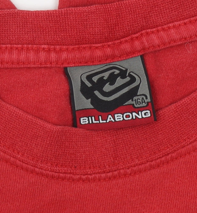 Billabong Boys Red 16 Years Graphic Logo Cotton Surf T-Shirt