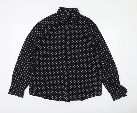 Diesel Men's Black Polka Dot Cotton Long Sleeve Button-Up Shirt Size L