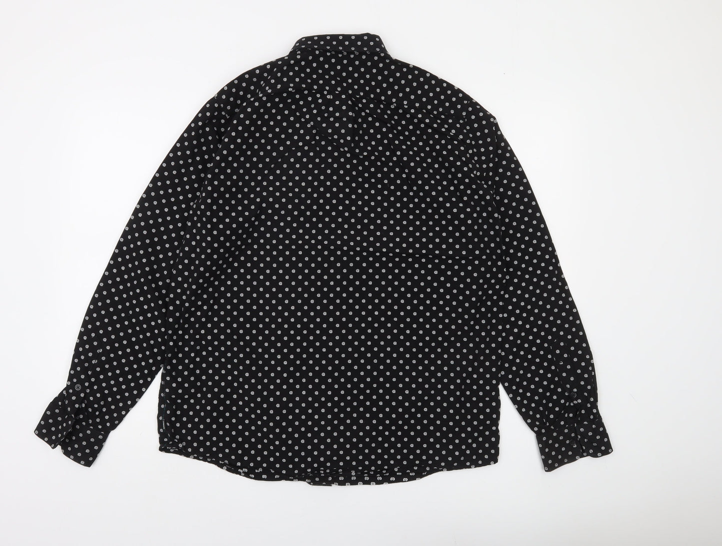 Diesel Men's Black Polka Dot Cotton Long Sleeve Button-Up Shirt Size L