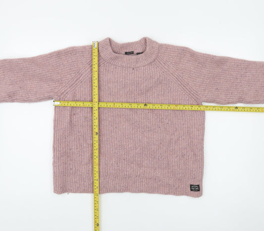Superdry Women Pink Wool Blend Chunky Knit Crew Neck Jumper Size 12