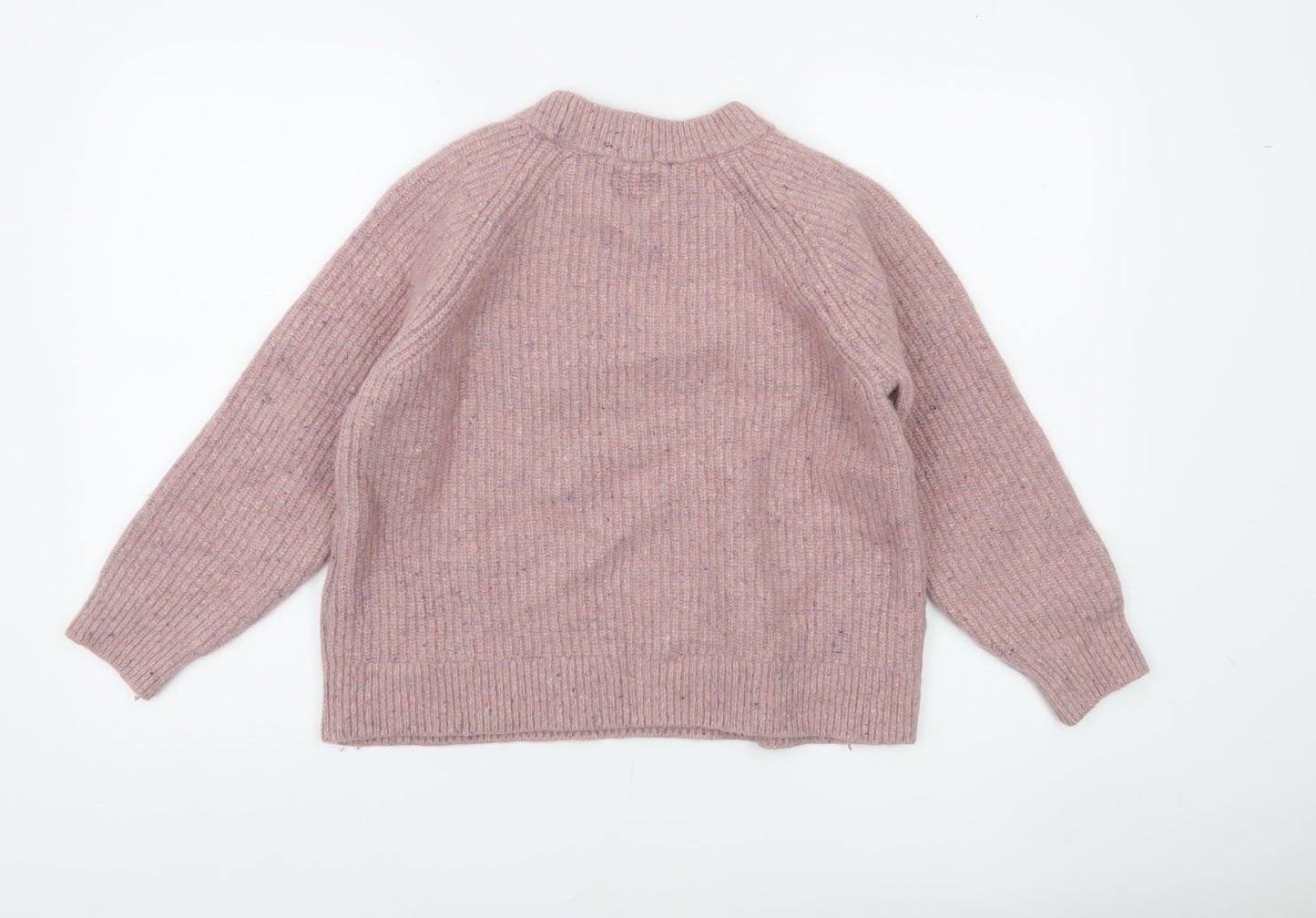 Superdry Women Pink Wool Blend Chunky Knit Crew Neck Jumper Size 12