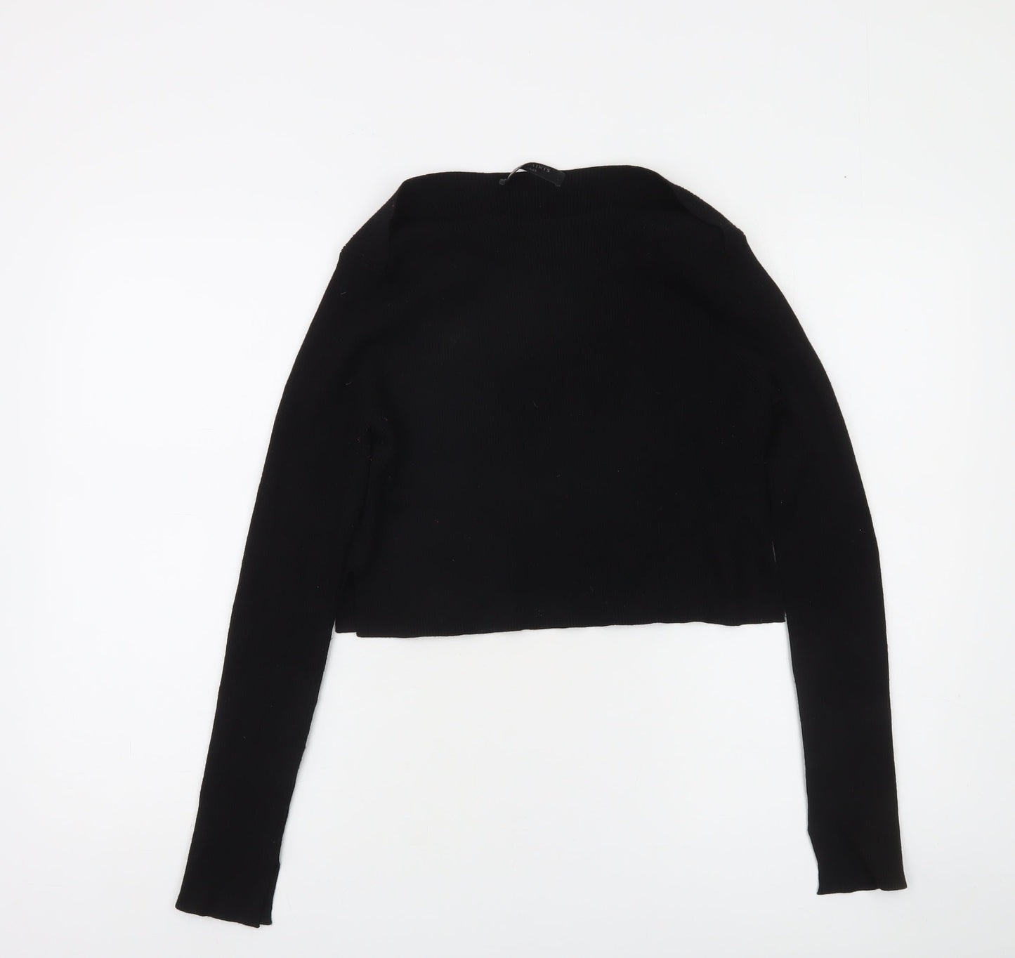 AllSaints Women's Black Wool Blend Slim Fit Boat Neck Jumper Size L