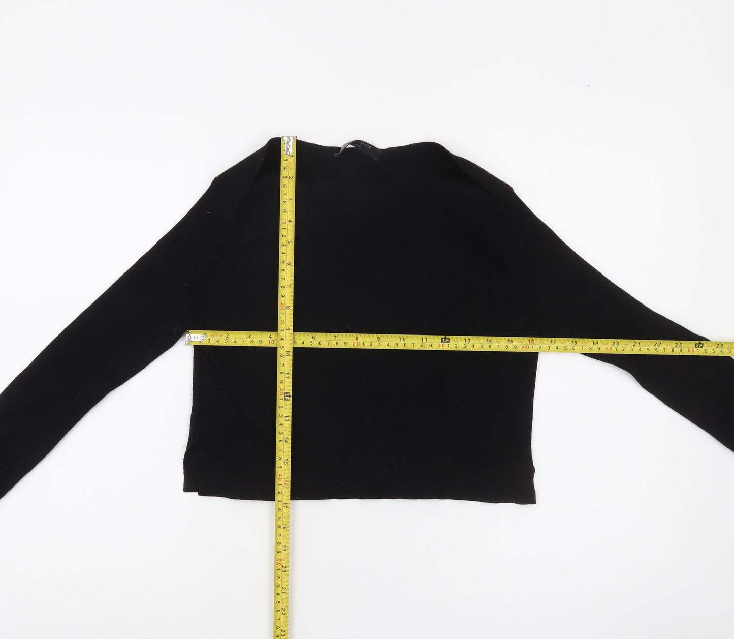AllSaints Women's Black Wool Blend Slim Fit Boat Neck Jumper Size L