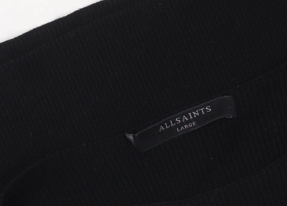 AllSaints Women's Black Wool Blend Slim Fit Boat Neck Jumper Size L