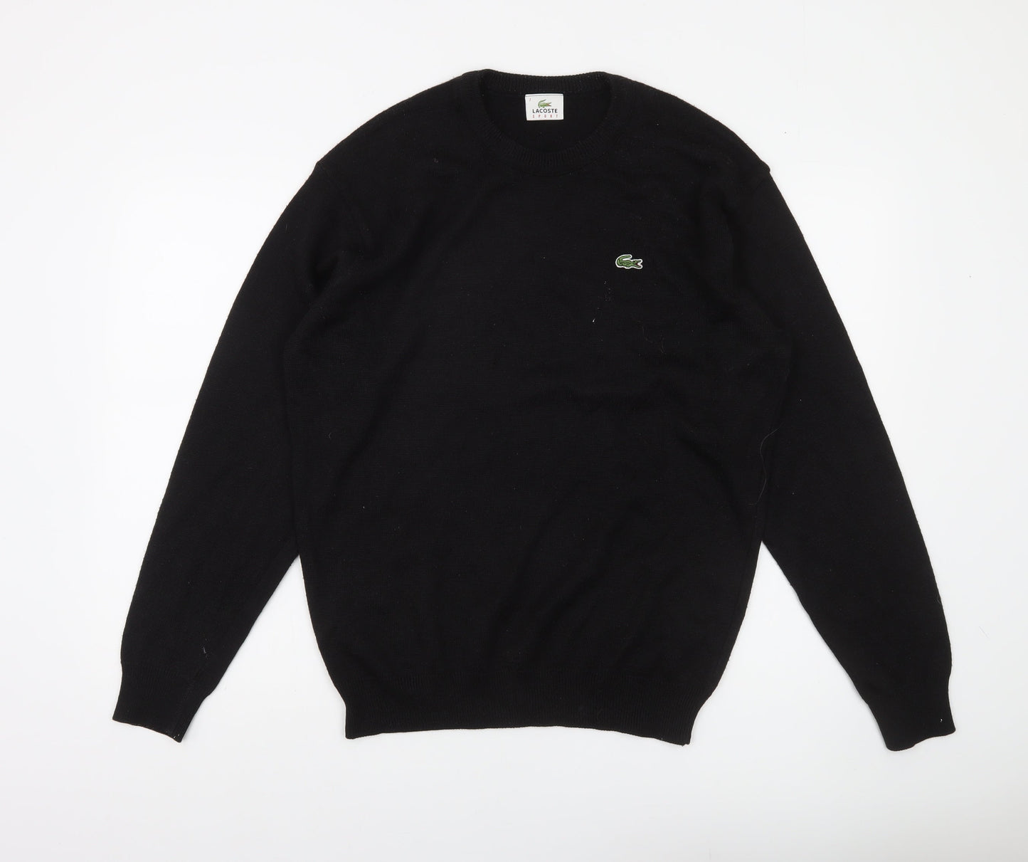 Lacoste Sport Men's Black Wool Acrylic Crew Neck Pullover Jumper Size 3XL