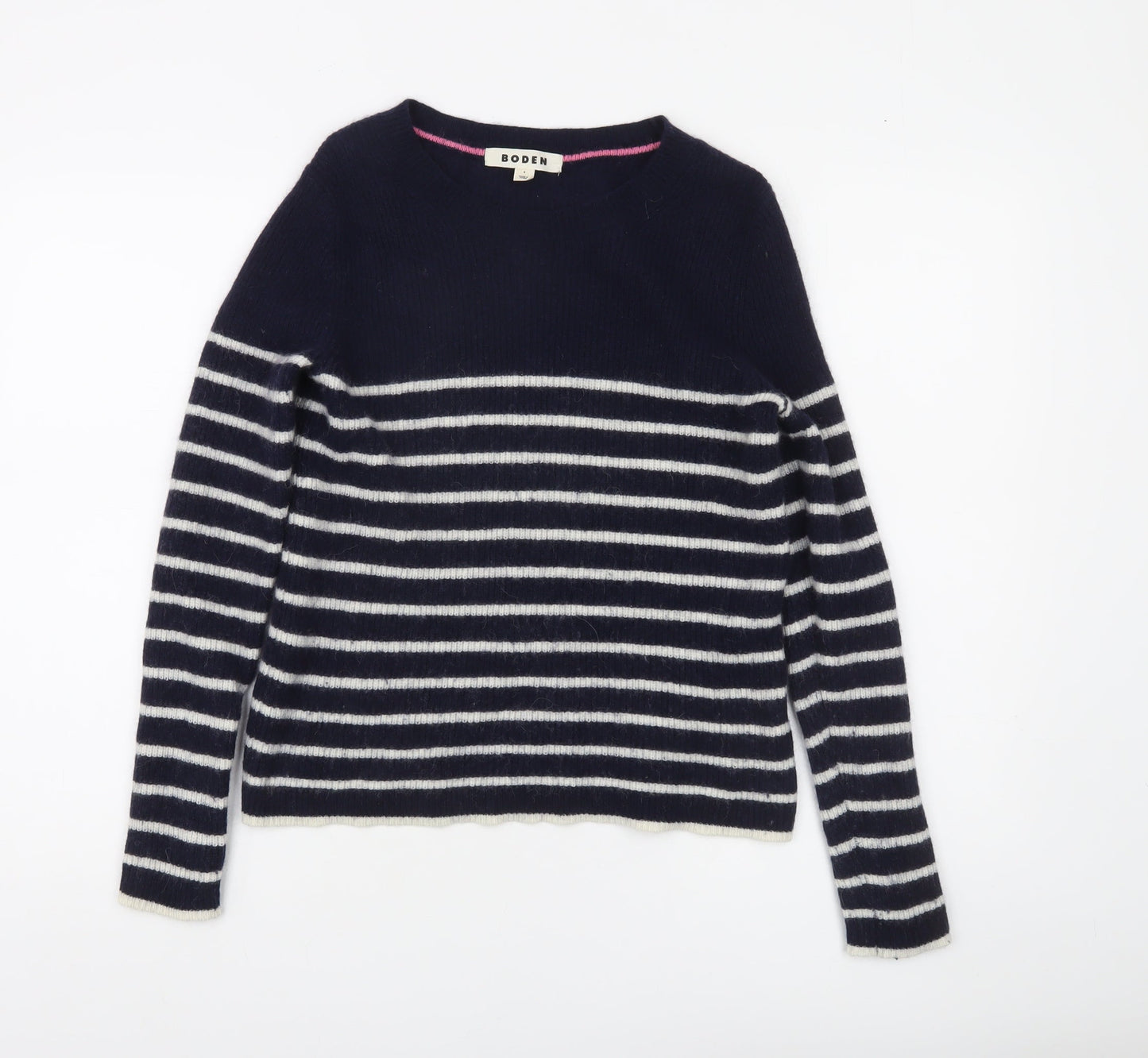 Boden Women's Navy White Striped Wool Blend Pullover Jumper Size S