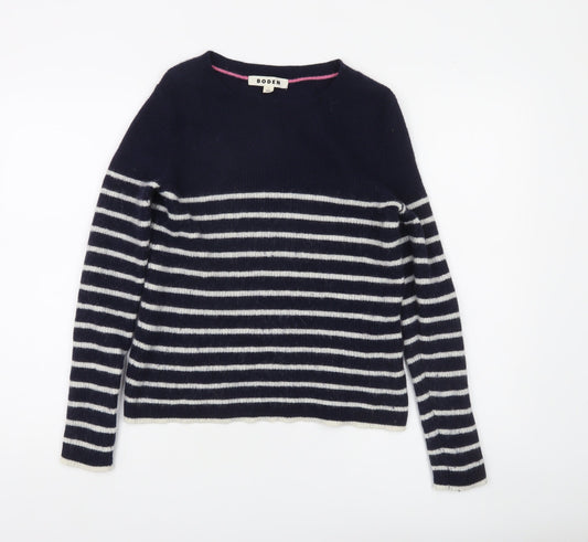 Boden Women's Navy White Striped Wool Blend Pullover Jumper Size S