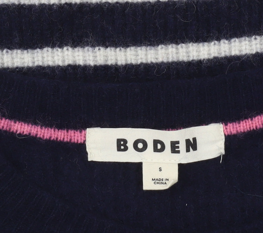 Boden Women's Navy White Striped Wool Blend Pullover Jumper Size S