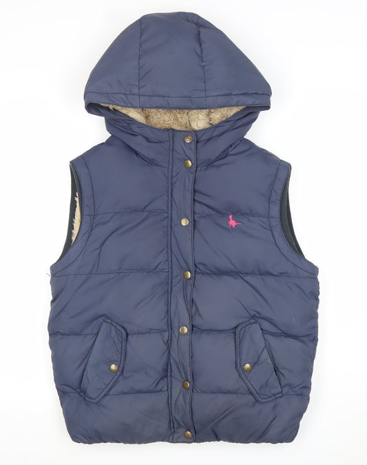 Jack Wills Women's Blue Hooded Puffer Waistcoat UK 12 Down Filled
