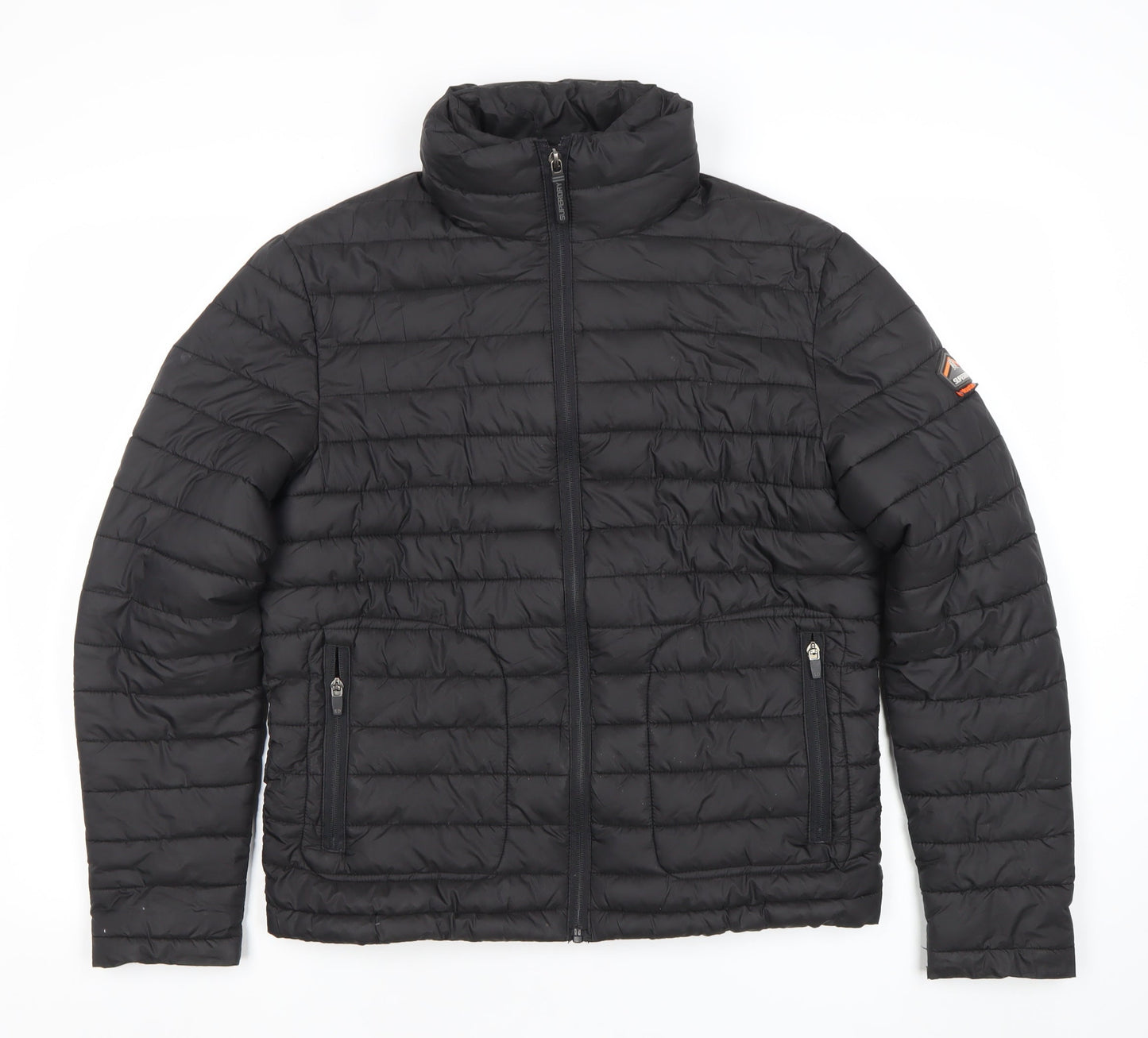 Superdry Men's Black Small Puffer Jacket Lightweight Quilted Winter Coat