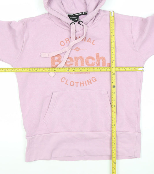 Bench Womens Pink Pullover Hoodie Size M UK 12 Cotton Blend Casual