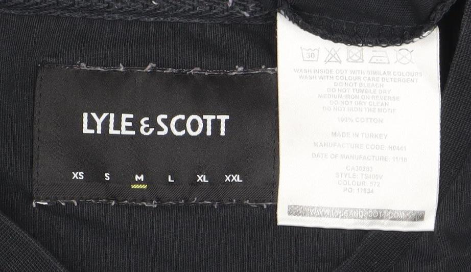Mens UK Size M Lyle & Scott Black Cotton T-Shirt