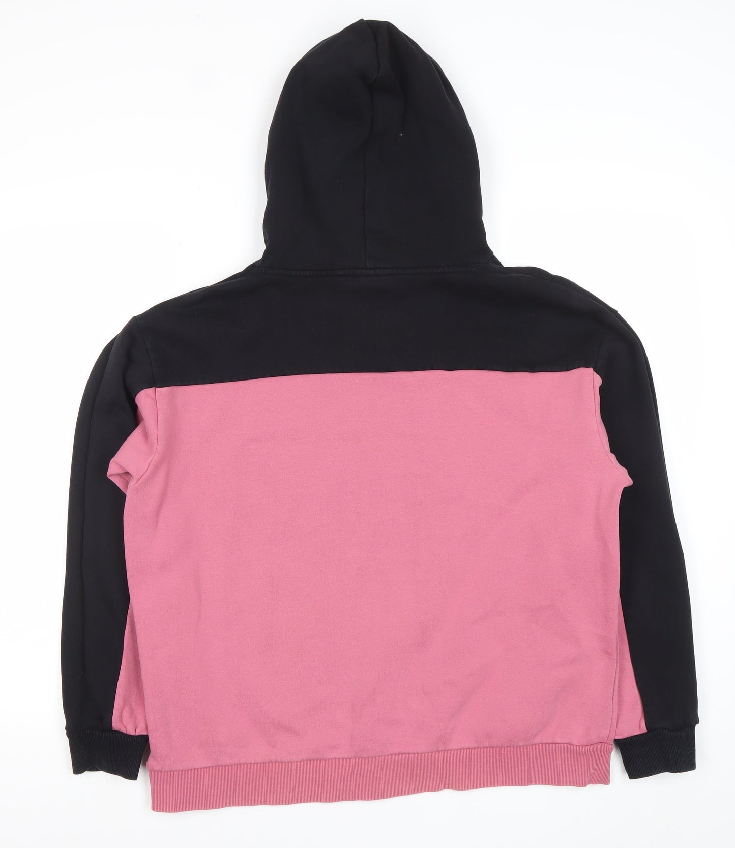 Diesel Womens Black Pink Hoodie L Colourblock Cotton Blend Pullover