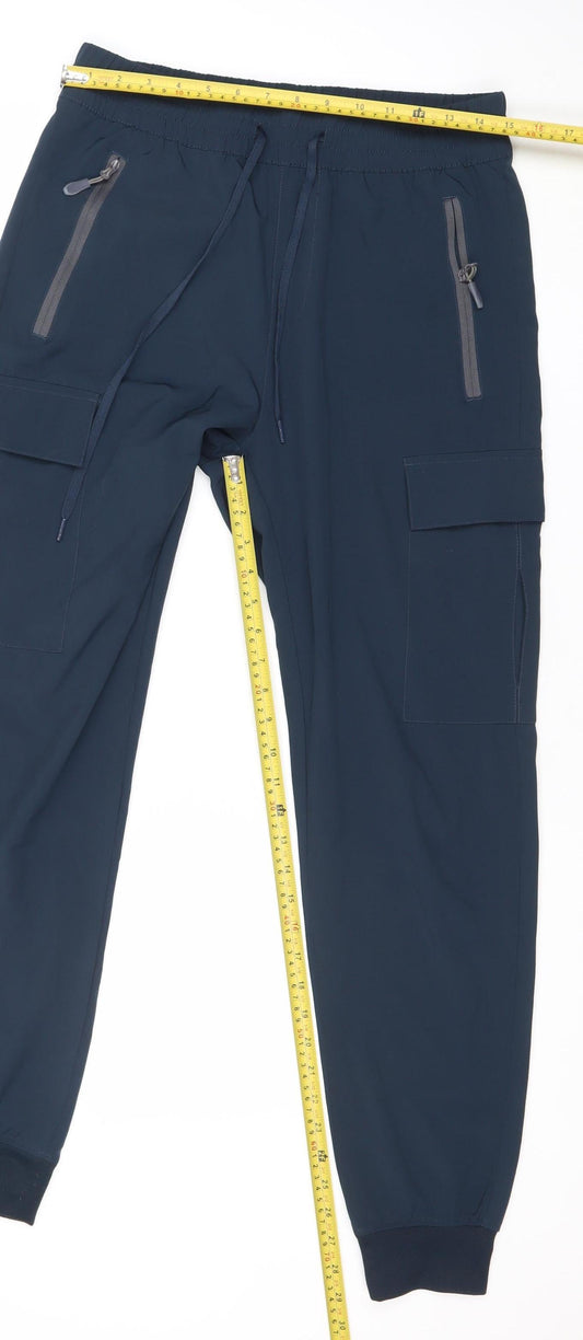 Libin Men's Blue Small Jogger Activewear Trousers Polyester Stretch