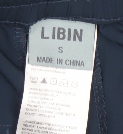 Libin Men's Blue Small Jogger Activewear Trousers Polyester Stretch