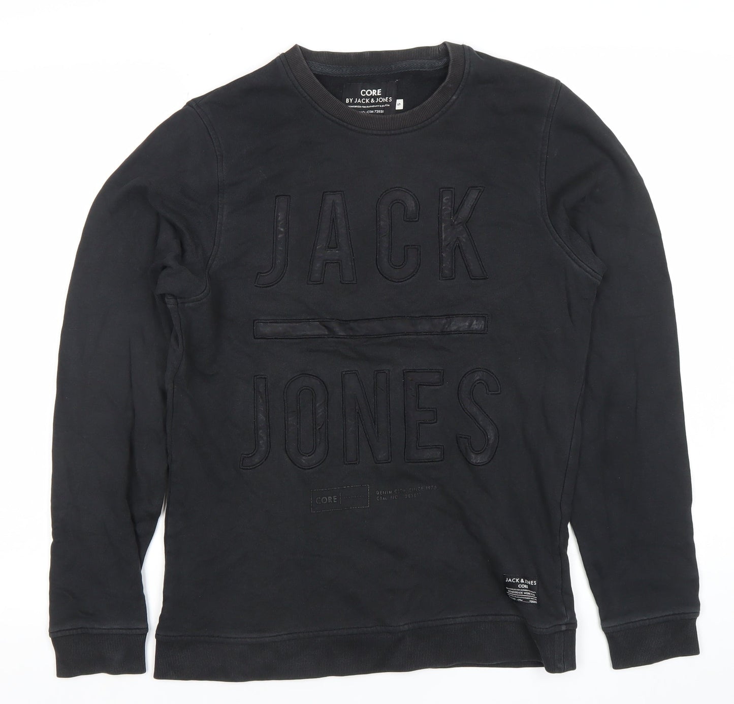 Jack & Jones Mens Black Pullover Sweatshirt Size S Classic Logo