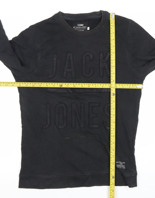 Jack & Jones Mens Black Pullover Sweatshirt Size S Classic Logo